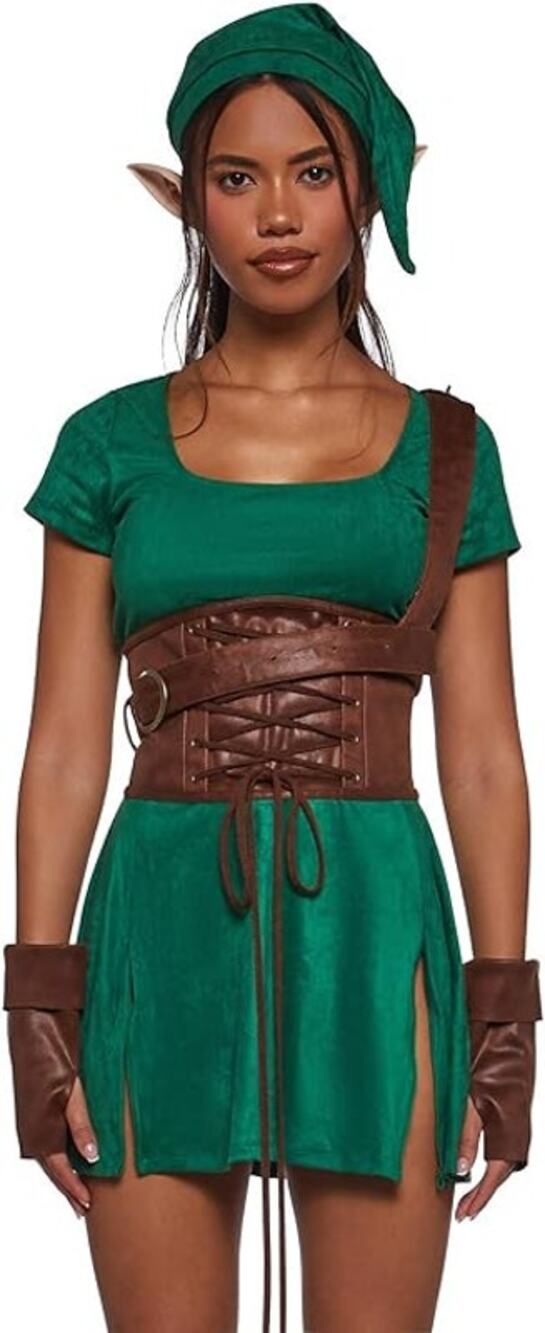 Dolls Kill Petite Green Elf Adventurer Cosplay Costume Trickz N’ Treatz 5pc Set